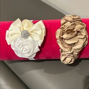 NWOT Set of 2 Elegant Cream and Tan Floral Headbands